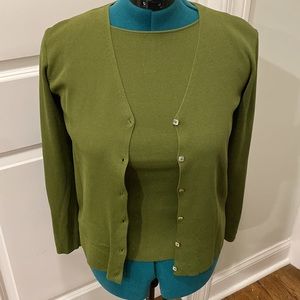 EUC Joseph A. Cardigan and tank, Olive green, Large